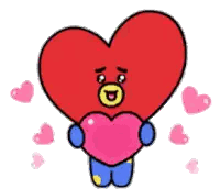 Cartoon Character Holding Heart Sticker