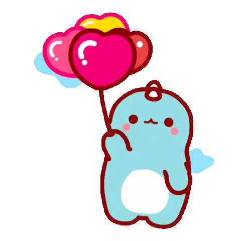 Cartoon Character Holding Heart Balloon Sticker