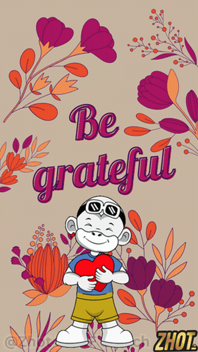 Cartoon Character Holding Heart Be Grateful GIF