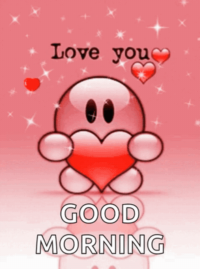 Cartoon Character Holding Heart Love You Good Morning GIF