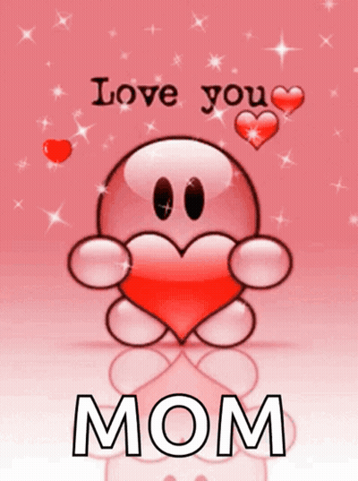 Cartoon Character Holding Heart Love You Mom GIF