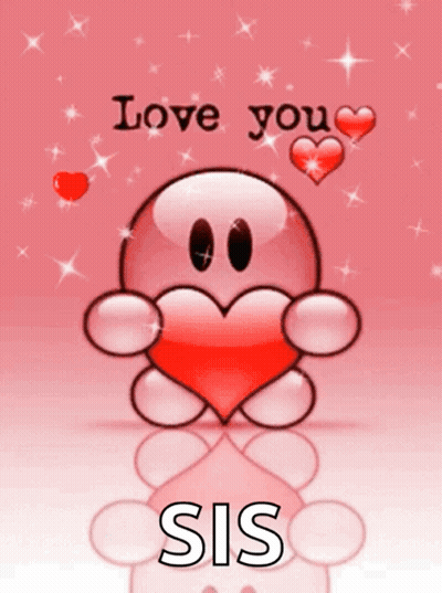 Cartoon Character Holding Heart Love You Sis GIF