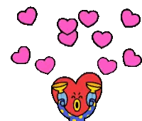 Cartoon Character Holding Heart Sticker