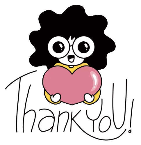Cartoon Character Holding Heart Thank You Sticker
