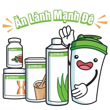 Cartoon Character Holding Herbalife Nutrition Shaker Sticker