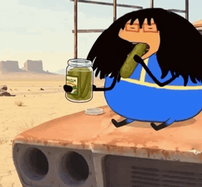 Cartoon Character Holding Jar of Pickles