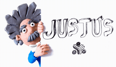 Cartoon Character Holding Justus Sign GIF