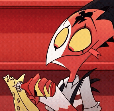 Cartoon Character Holding Ketchup And Pizza GIF