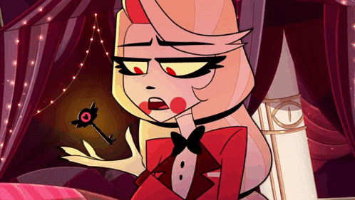Cartoon Character Holding Key With Red Eye GIF