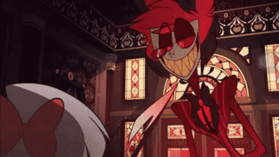 Cartoon Character Holding Knife In Room GIF