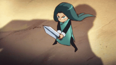 Cartoon Character Holding Large Sword GIF