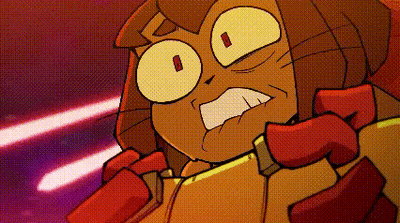 Cartoon Character Holding Laser Gun Making Funny Face GIF