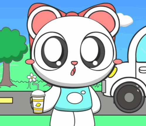 Cartoon Character Holding Lemon Cup GIF