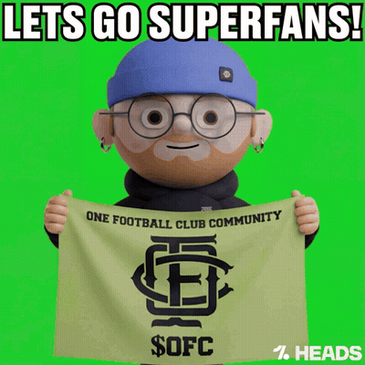 Cartoon Character Holding Let's Go Super Fans Banner GIF