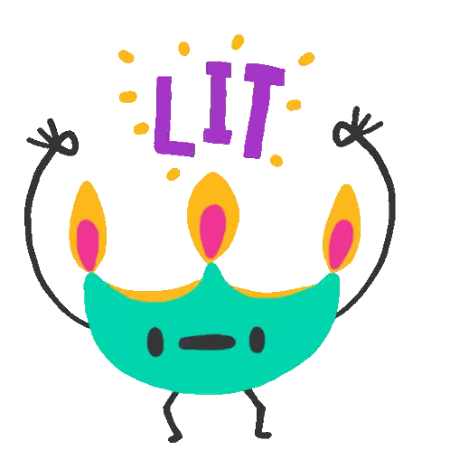 Cartoon Character Holding Lit Candles Sticker