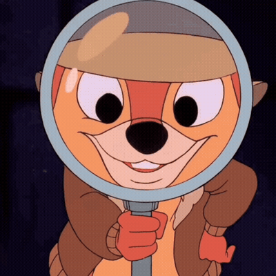 Cartoon Character Holding Magnifying Glass To Face GIF
