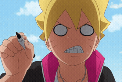 Cartoon Character Holding Marker Making Funny Face GIF