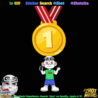 Cartoon Character Holding Medal Number 1 GIF