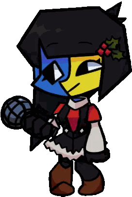 Cartoon Character Holding Microphone With Holly Sticker