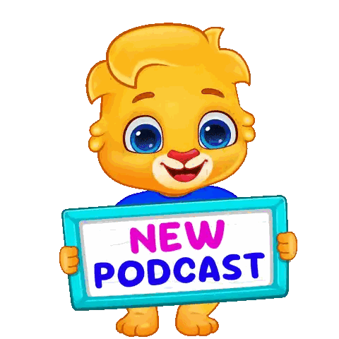 Cartoon Character Holding New Podcast Sign Sticker