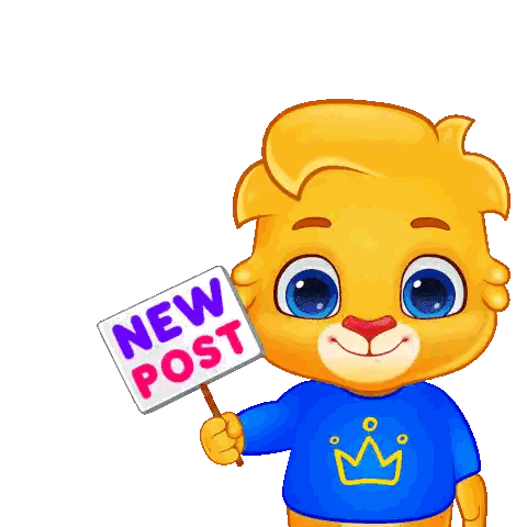 Cartoon Character Holding New Post Sign Sticker