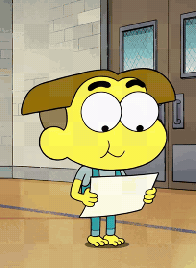 Cartoon Character Holding Paper GIF