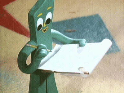 Cartoon Character Holding Paper And Pencil GIF