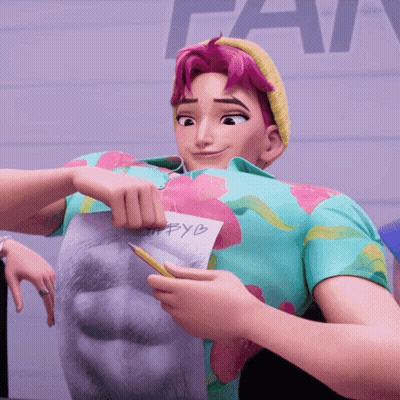 Cartoon Character Holding Paper Saying Happy GIF