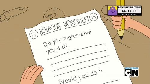 Cartoon Character Holding Pencil Nah Worksheet GIF
