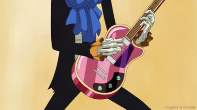 Cartoon Character Holding Pink Guitar Mugiwara-Cruise GIF