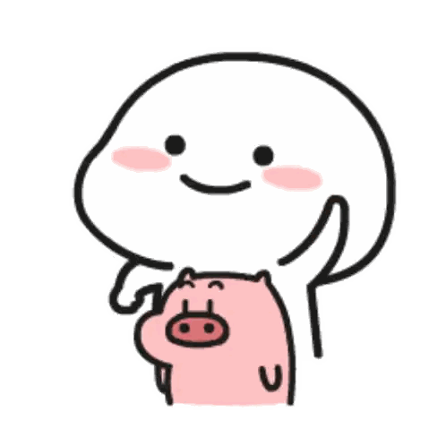 Cartoon Character Holding Pink Pig Sticker