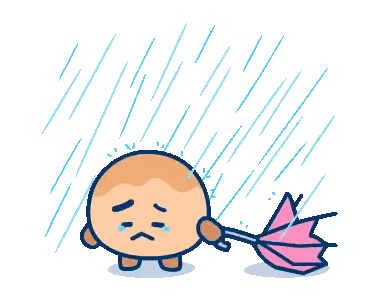 Cartoon Character Holding Pink Umbrella Sticker