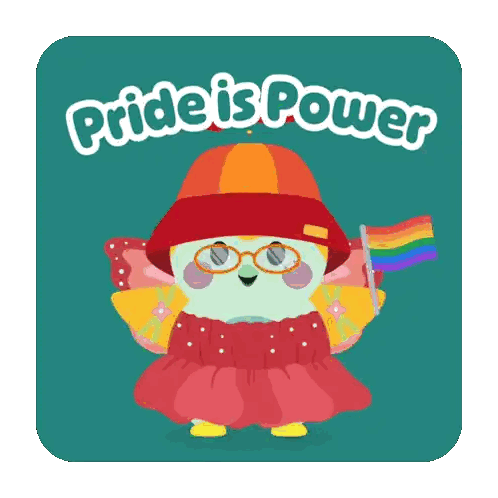Cartoon Character Holding Pride Flag Sticker