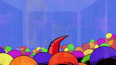 Cartoon Character Holding Purple Ball GIF