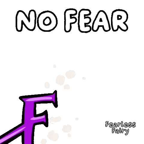 Cartoon Character Holding Purple F No Fear Sticker