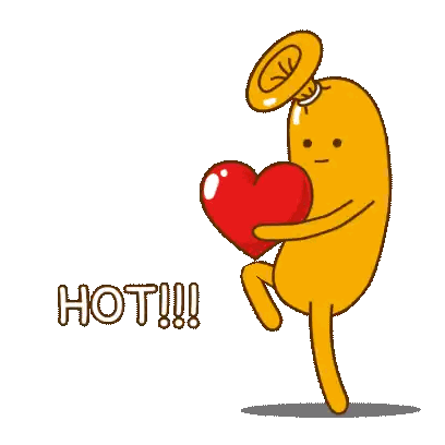 Cartoon Character Holding Red Heart Hot Sticker