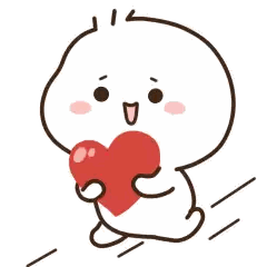 Cartoon Character Holding Red Heart Sticker