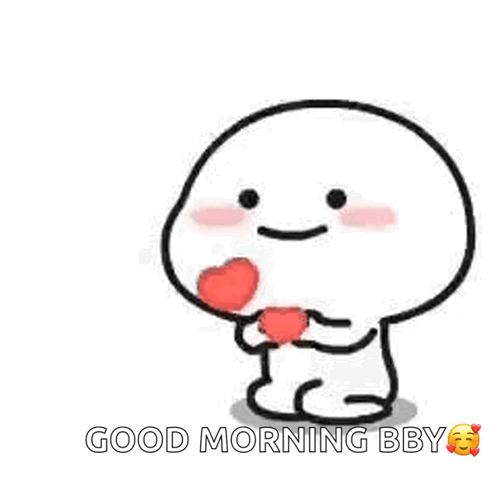 Cartoon Character Holding Red Heart Saying Good Morning Bby GIF