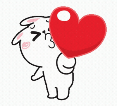 Cartoon Character Holding Red Heart To Face GIF