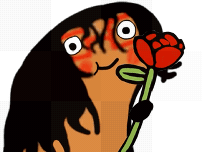 Cartoon Character Holding Red Rose GIF
