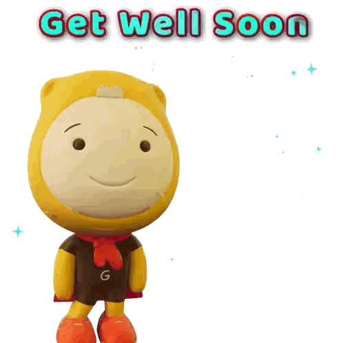 Cartoon Character Holding Rose Get Well Soon Sticker