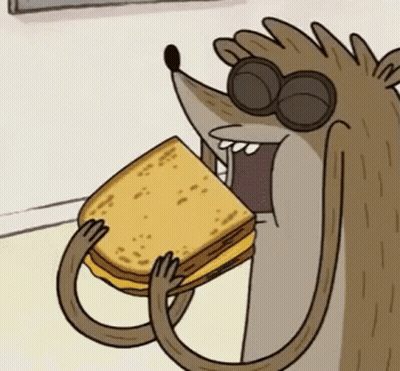 Cartoon Character Holding Sandwich With Sunglasses GIF