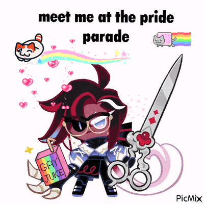 Cartoon Character Holding Scissors And Gay Juice GIF