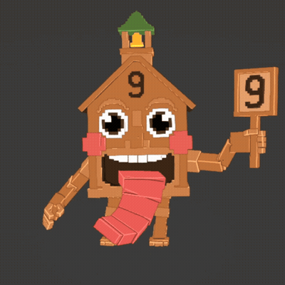 Cartoon Character Holding Sign Saying 9 GIF