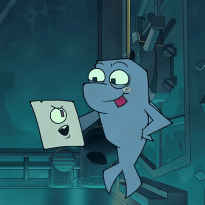 Cartoon Character Holding Smiley Face Paper GIF