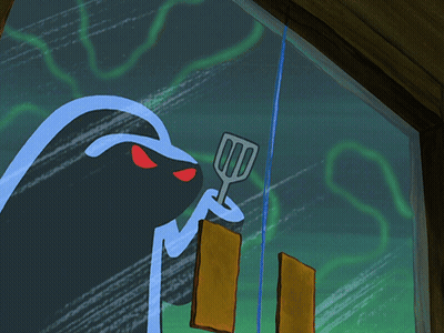 Cartoon Character Holding Spatula And Wood GIF