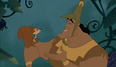 Cartoon Character Holding Squirrel With Green Hat GIF
