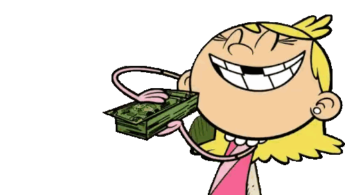 Cartoon Character Holding Stack Of Money Sticker
