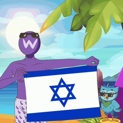 Cartoon Character Holding Star Of David Flag GIF