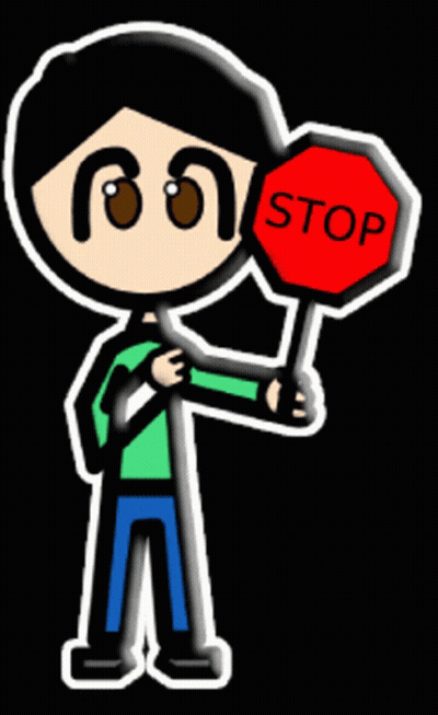 Cartoon Character Holding Stop Sign GIF